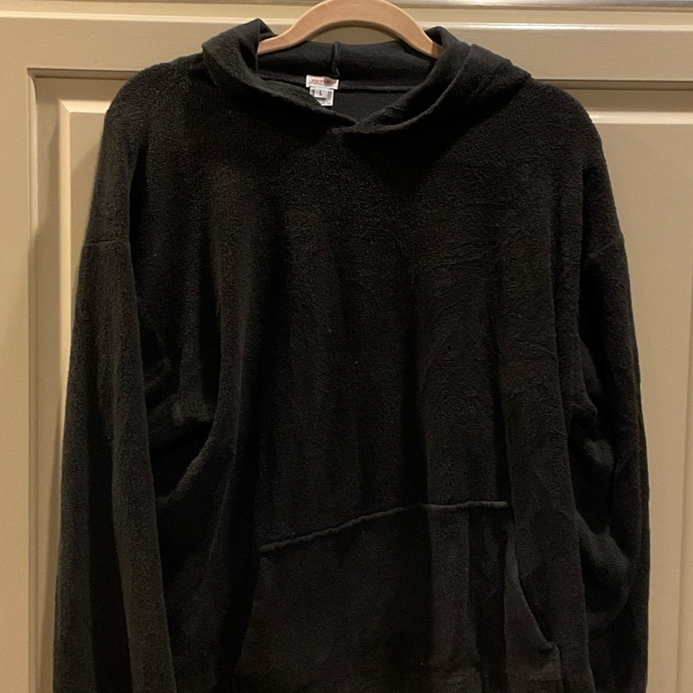 Pippers Cozy Black Hoodie Terry cloth Sweatshirt